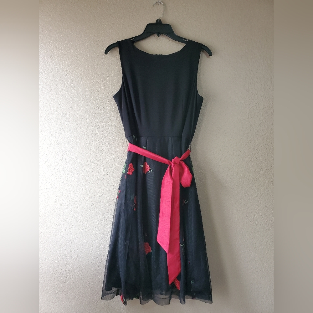 Black Dress with Red Flowers